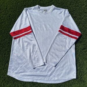 Nike White and Red Long Sleeve Shirt